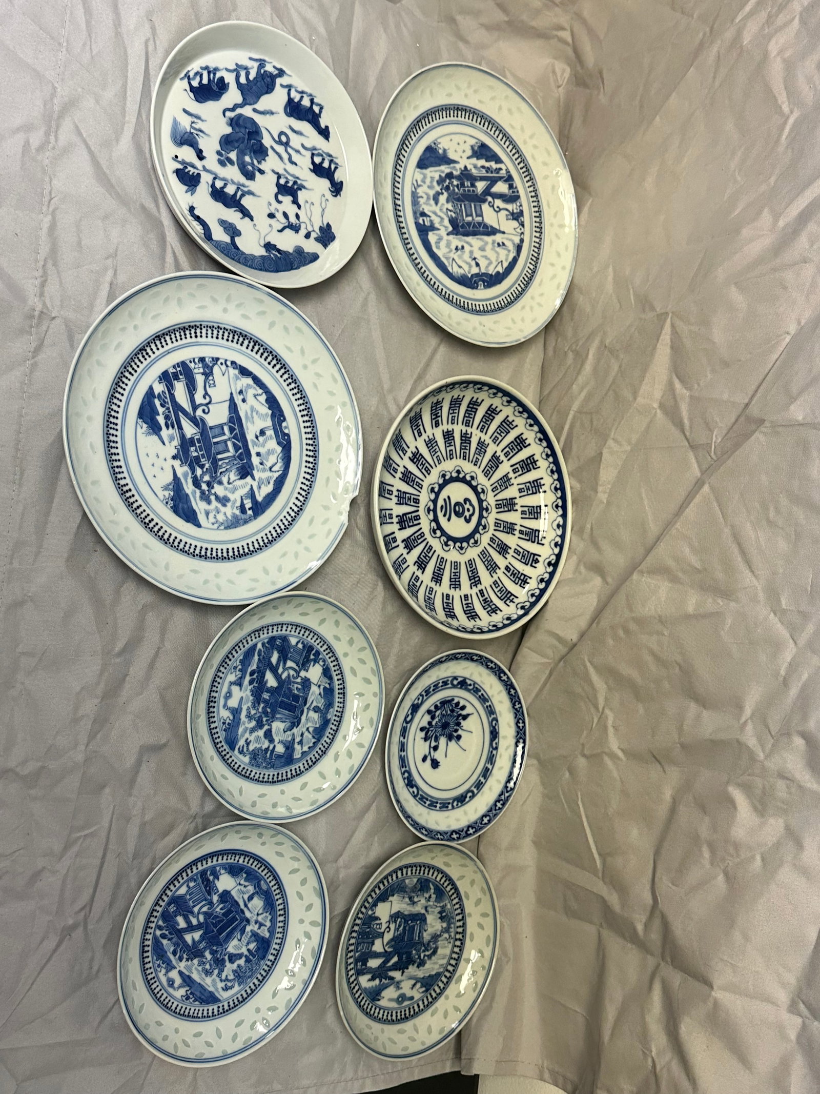 Set Of 8 Chinese Blue And White Porcelain Plates (1 of 6)