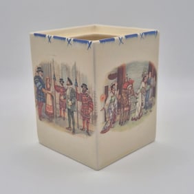Vintage Coronet Ware Parrott & Company Ceramic Box with Historical Scene