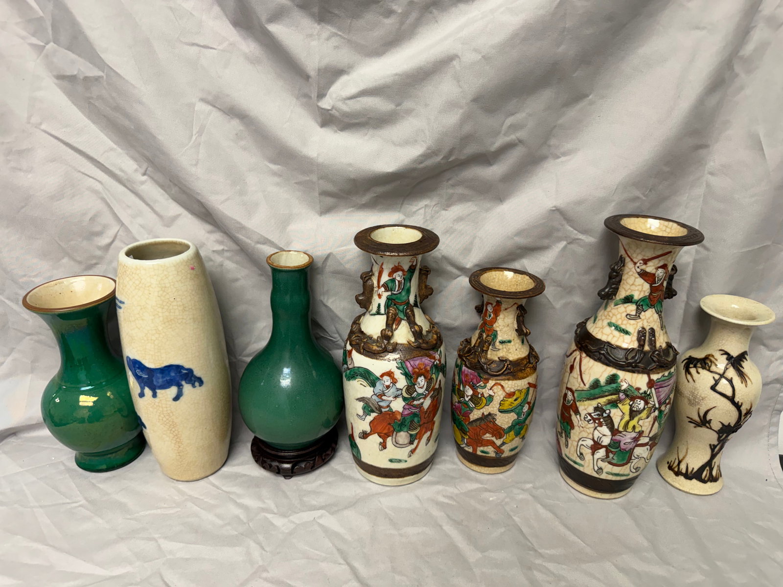 Set Of 7 Chinese Ice Crack Glazed Porcelain Vases (1 of 7)