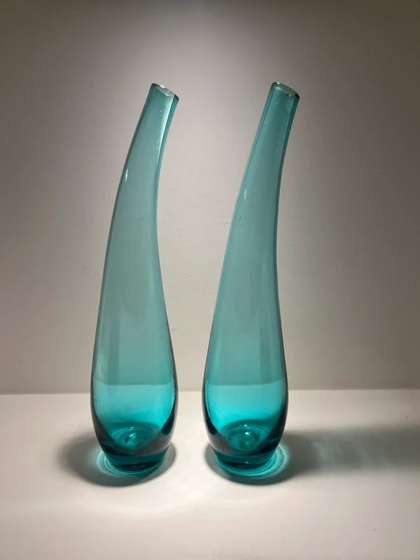 Pair of Vintage Ikea bud vases turquoise (1 of 2)