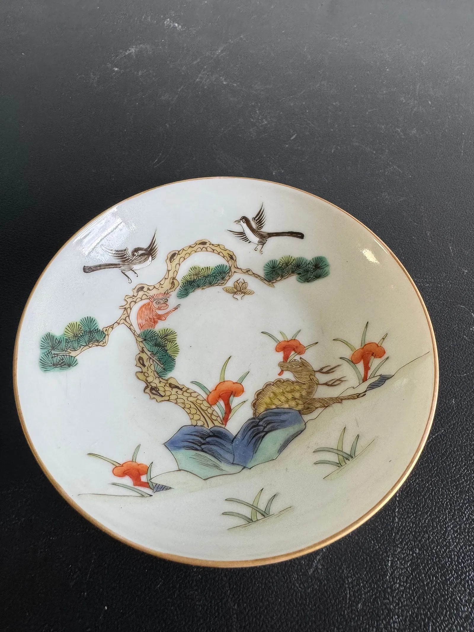 Chinese Enameled Famille Rose Porcelain Plate China Characters Mark (1 of 5)