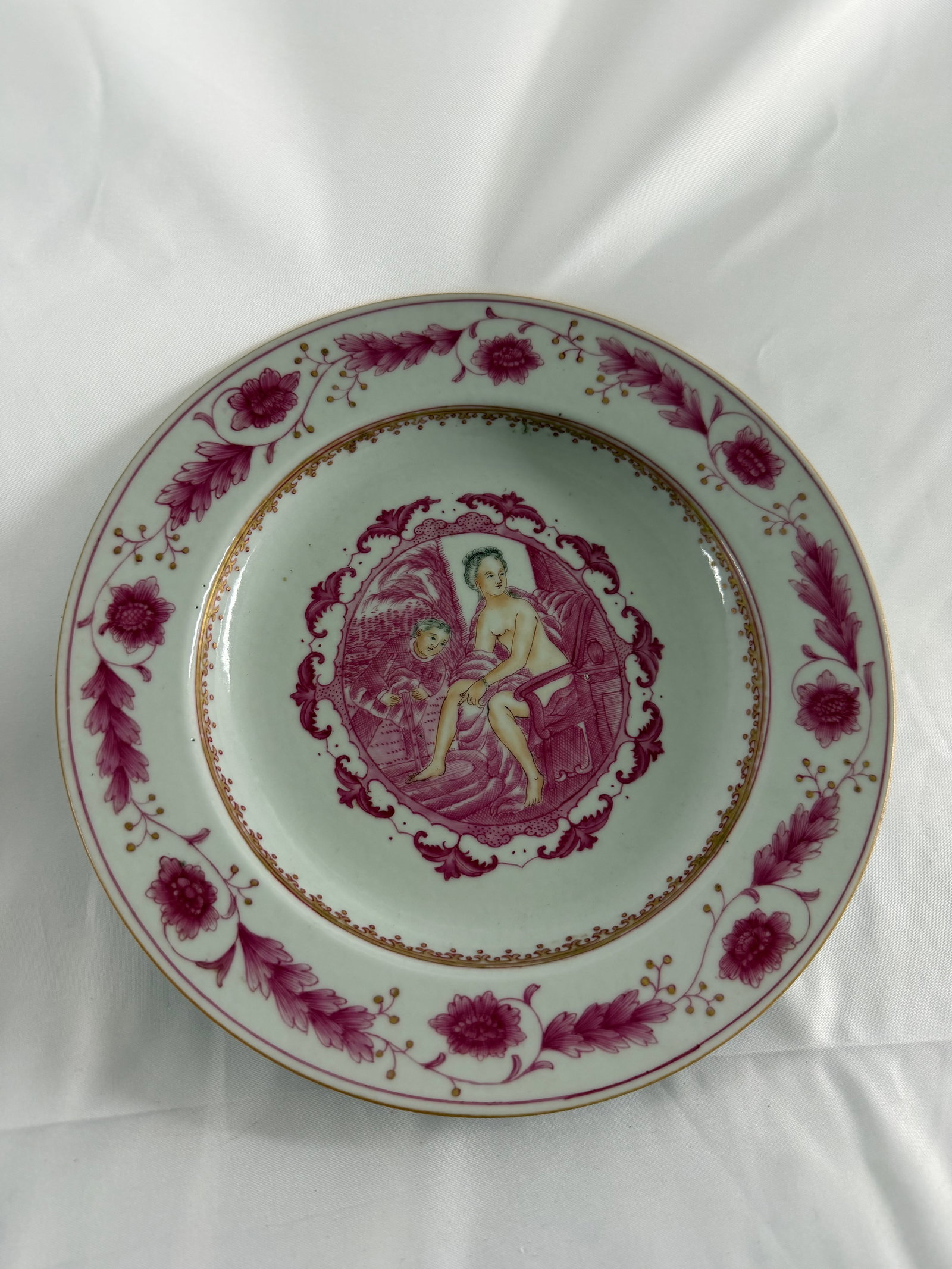 Chinese enameled famille rose porcelain plate (1 of 7)