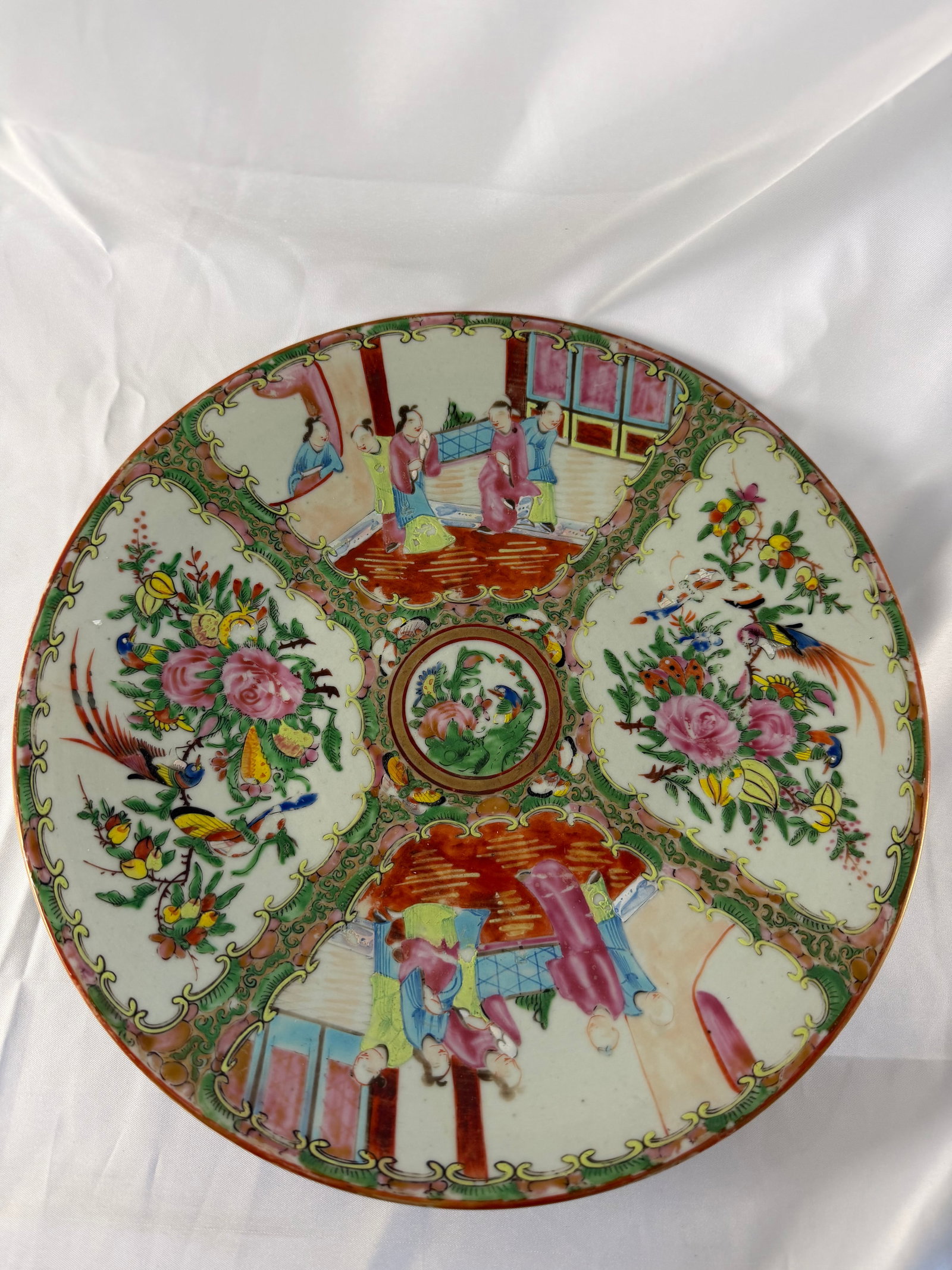 Large Chinese enameled famille rose China porcelain Plate Charger: Size: 11.7 inches/ 30 cm. Provenance: From New London PA collector. We can offer Affordable, Reliable packing and shipping to all over the world for most items, generally save 10% than most shipper or