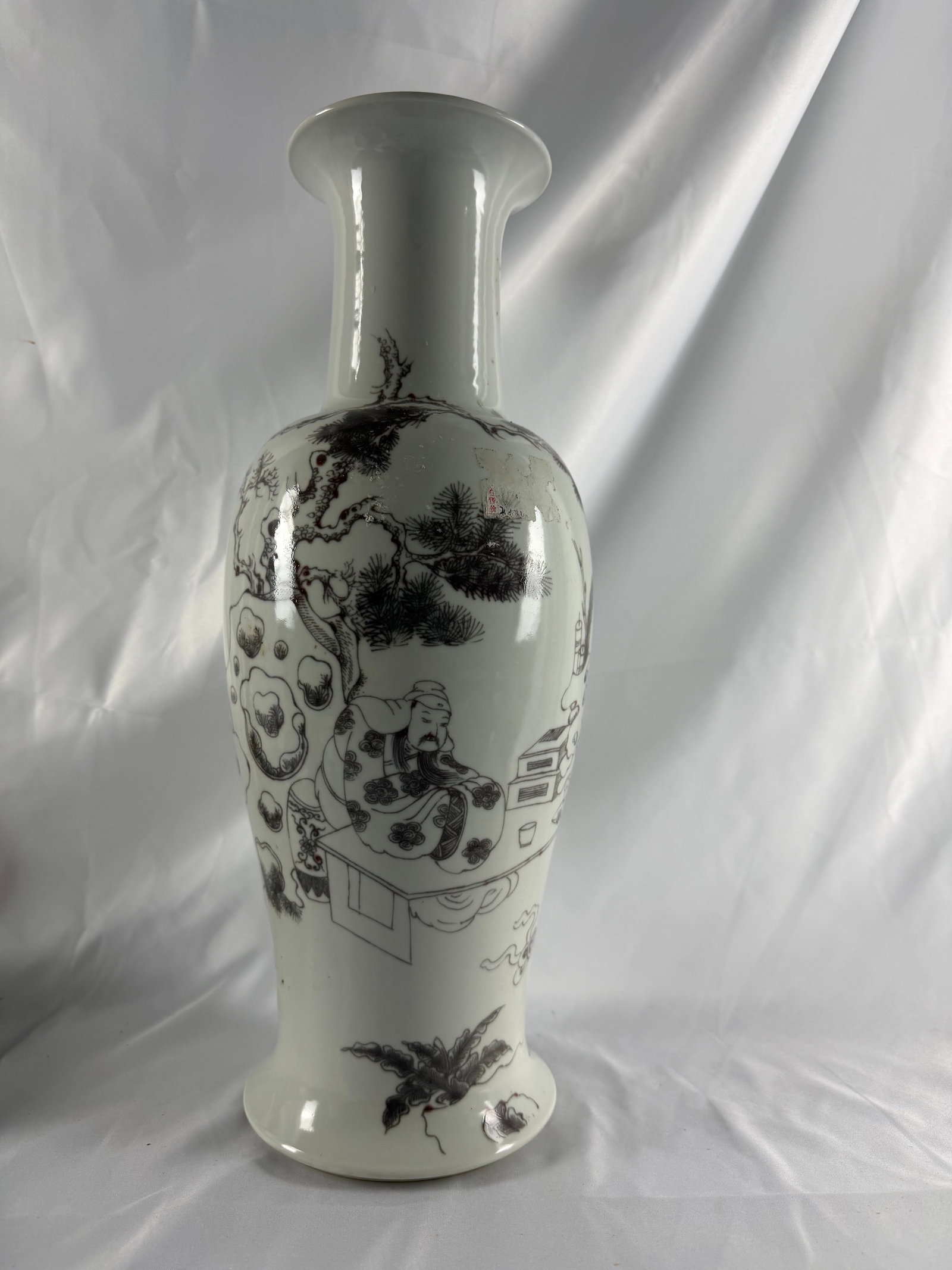 Chinese enameled famille rose red landscape scholar Porcelain China cup and small plaque set: Size: 16 inches/ 40.6 cm. Provenance: From York PA collector. We can offer Affordable, Reliable packing and shipping to all over the world for most items, generally save 10% than most shipper or more,
