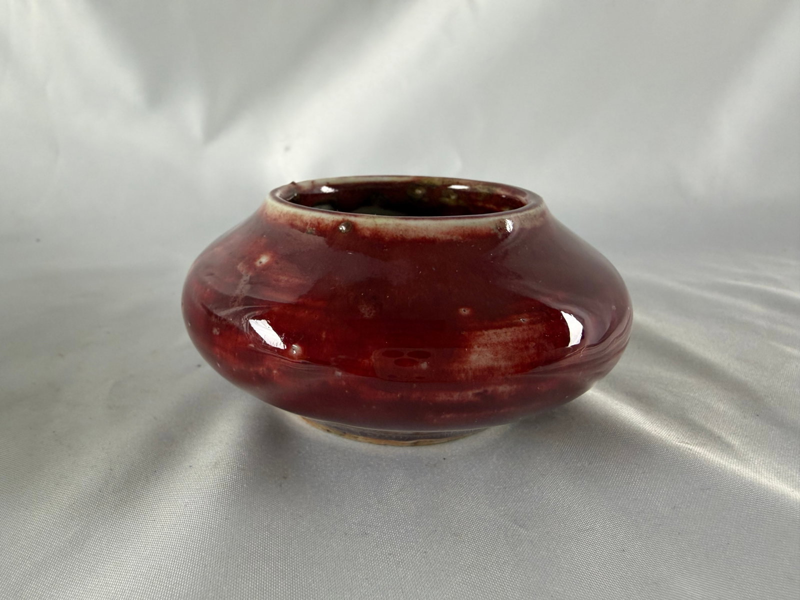 Chinese red glazed OX BLOOD SANG DE Porcelain China water pot: Size: 3.4 inches/ 8.8 cm. Provenance: From Towson MD collector. We can offer Affordable, Reliable packing and shipping to all over the world for most items, generally save 10% than most shipper or mor