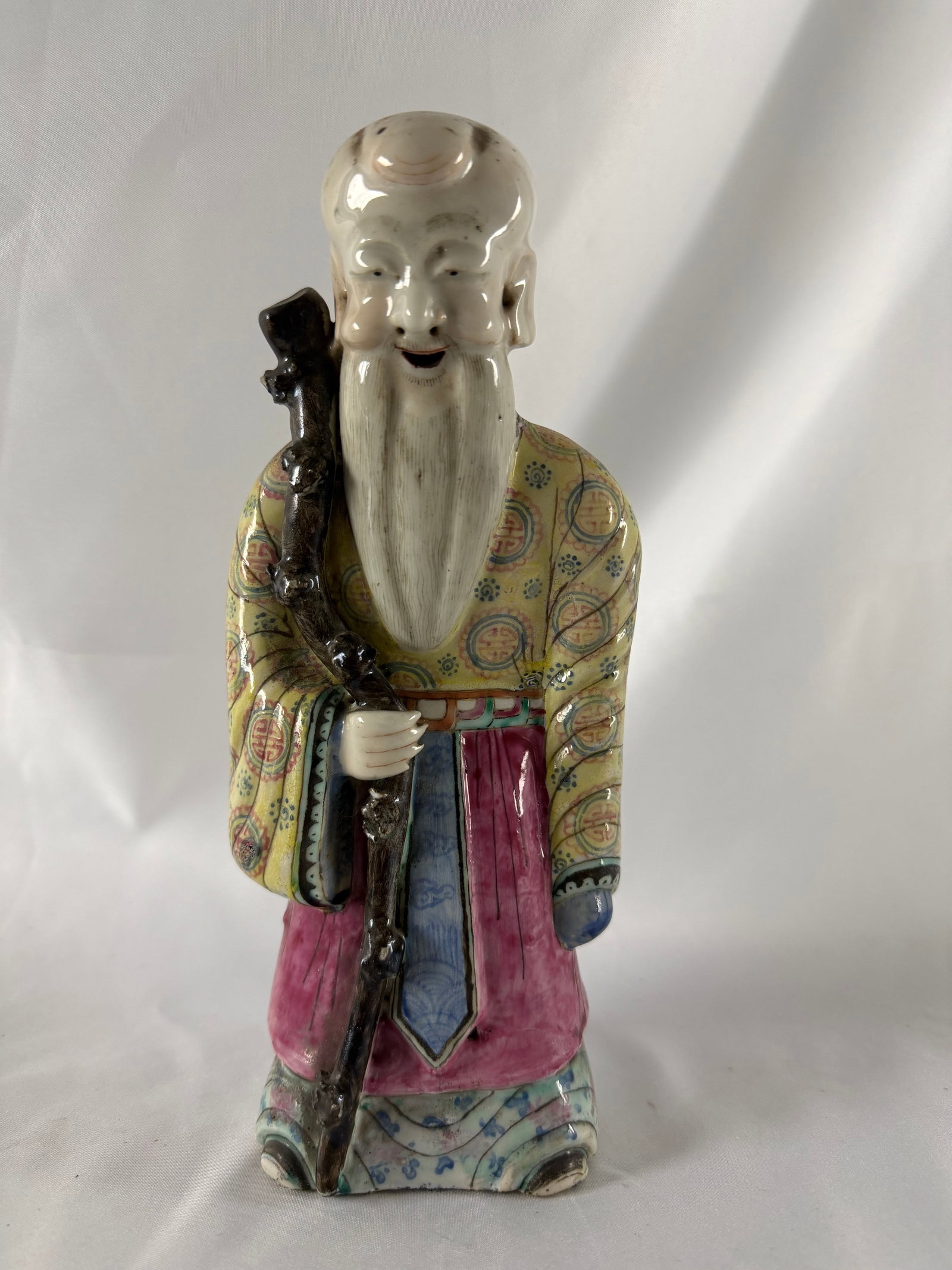 Chinese enameled famille rose Old man Porcelain China statue (1 of 5)