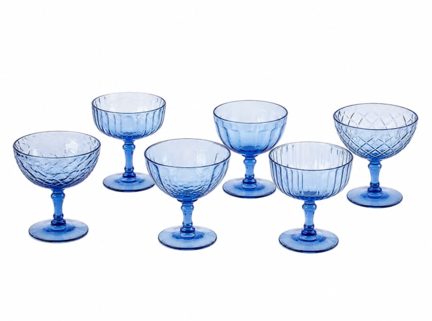 Vintage Blue Glasses Cocktail 6 Set: Size: 4 inch. Provenance: From Edison NJ collector. Preview Day: Preview open On Jun 13th Sat 10AM-4 PM, welcome. We can offer Affordable, Reliable packing and shipping to all over the world for most 