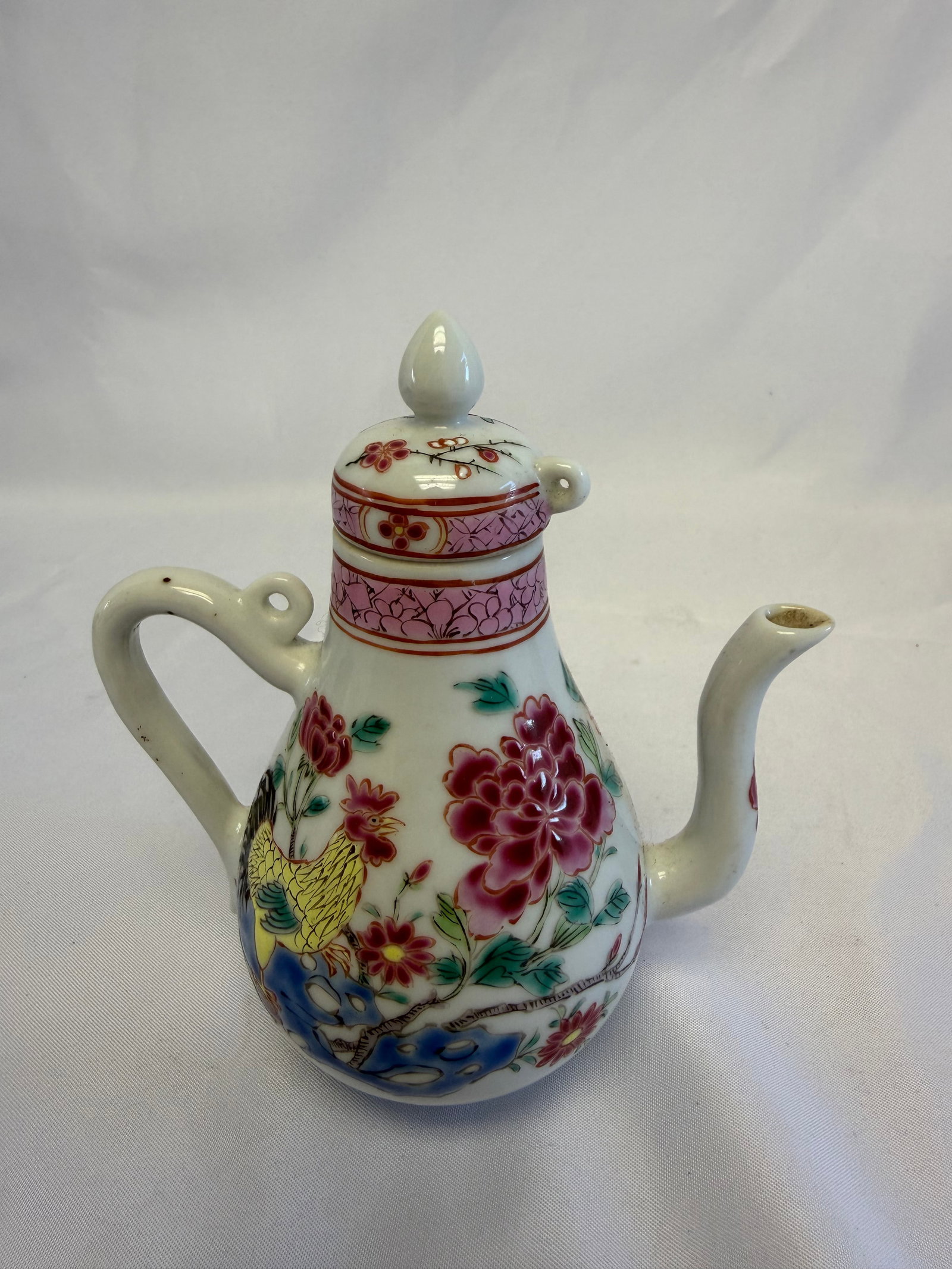 Chinese Export Enameled Famille Rose Rooster Porcelain China Teapot (1 of 11)
