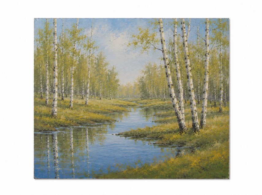 Vintage Style Landscape Oil Painting B: Size: 19x23 inch. Provenance: From New Castle DE collector. Preview Day: Preview open On Jun 13th Sat 10AM-4 PM, welcome. We can offer Affordable, Reliable packing and shipping to all over the world f