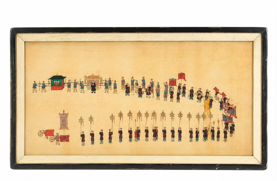 MANNER CHINESE WATERCOLOR PAINTING QING: Size: 14X26 inch. Provenance: From New Castle DE collector. Preview Day: Preview open On Jun 13th Sat 10AM-4 PM, welcome. We can offer Affordable, Reliable packing and shipping to all over the world f