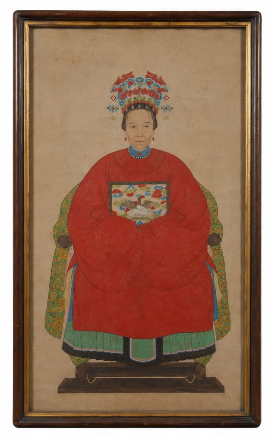 Antique Qing Dynasty Ink & Color Ancestor Large Painting B: Size: 18X8 inch. Provenance: From New Castle DE collector. Preview Day: Preview open On Jun 13th Sat 10AM-4 PM, welcome. We can offer Affordable, Reliable packing and shipping to all over the world fo