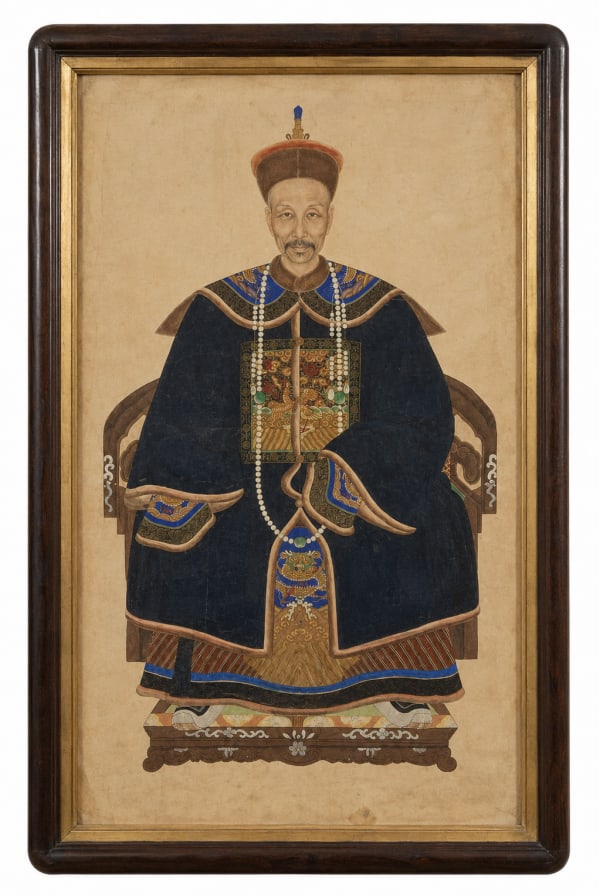 Antique Qing Dynasty Ink & Color Ancestor Large Painting C: Size: 18X8 inch. Provenance: From New Castle DE collector. Preview Day: Preview open On Jun 13th Sat 10AM-4 PM, welcome. We can offer Affordable, Reliable packing and shipping to all over the world fo