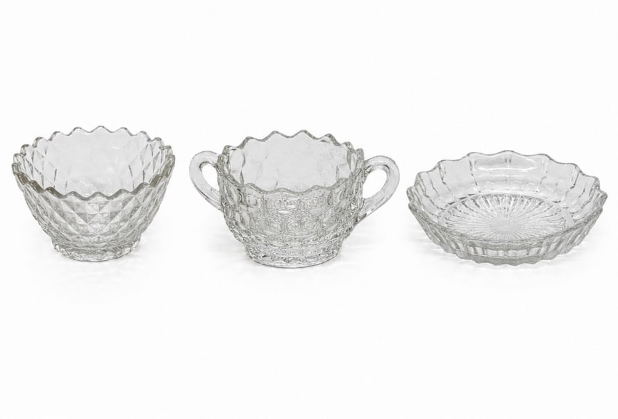 4 Clear Pressed Cut Crystal Glass Cups (1 of 1)