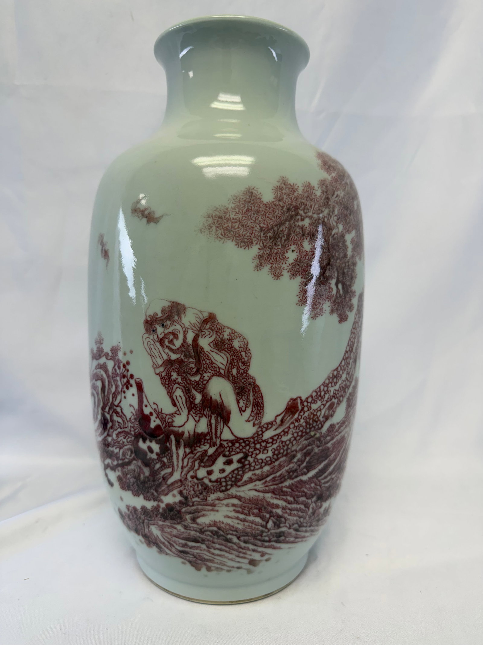 Large Chinese Red Old Man Porcelain China Vase (1 of 8)