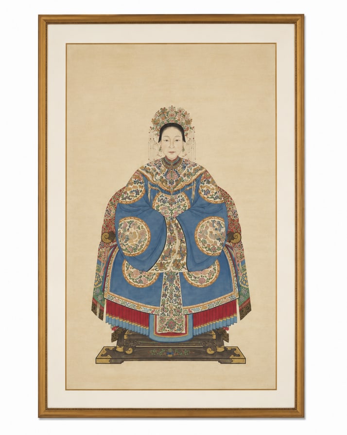 A Chinese Ancestor Portrait Men: Size: 33x13 inch. Provenance: From Baltimore MD collector. Preview Day: Preview open On Jun 13th Sat 10AM-4 PM, welcome. We can offer Affordable, Reliable packing and shipping to all over the world fo