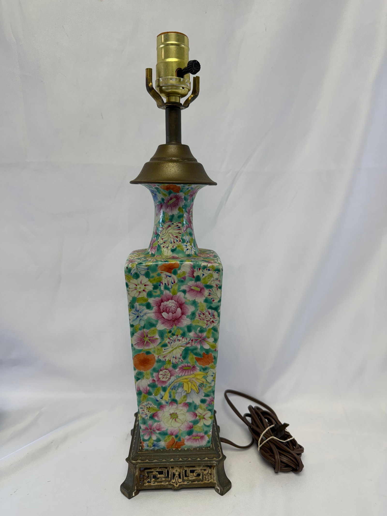 Chinese Enameled Famille Rose Porcelain China Lamp Vase (1 of 5)