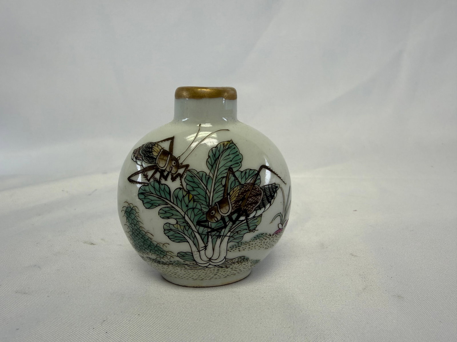 Chinese Enameled Famille Rose Locust Porcelain China Snuff Bottle Mark (1 of 6)