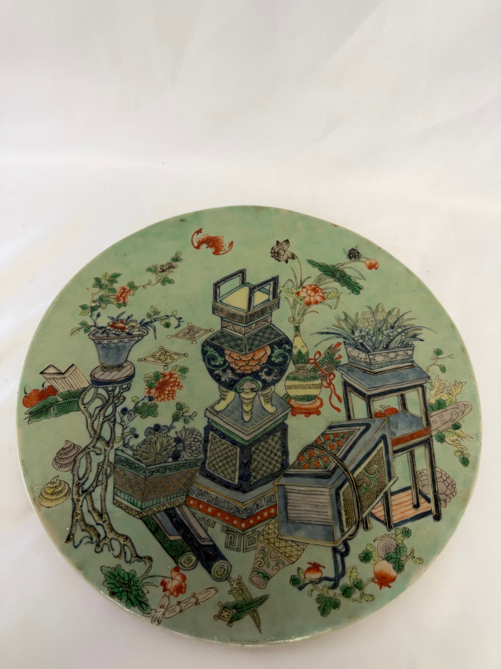 Chinese Enameled Famille Rose Round Porcelain China Schloar Plaque (1 of 7)
