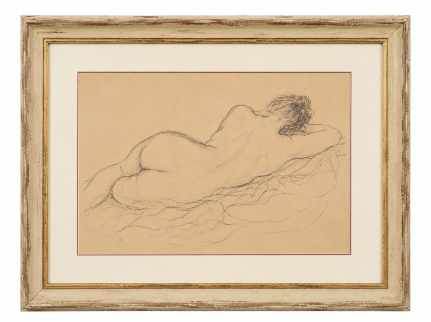 Pencil Painting Woman: Size: 23X16 inch. Provenance: From West Chester PA collector. Preview Day: Preview open On Jun 13th Sat 10AM-4 PM, welcome. We can offer Affordable, Reliable packing and shipping to all over the world