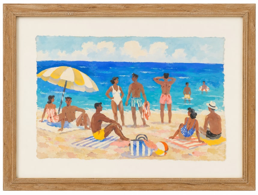 Watercolor Painting Peach Framed B (1 of 1)