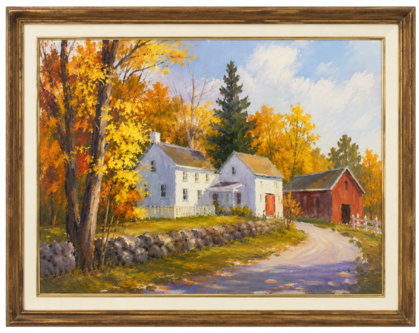 Vintage Oil Painting House Landscape Framed (1 of 1)