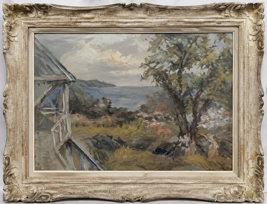 Vintage 1970 s Painting Oil: Size: Framed 32 x 26.5 inch. Provenance: From Newark DE collector. Preview Day: Preview open On Sep 5th Sat 10AM-4 PM, welcome. We can offer Affordable, Reliable packing and shipping to all over the w