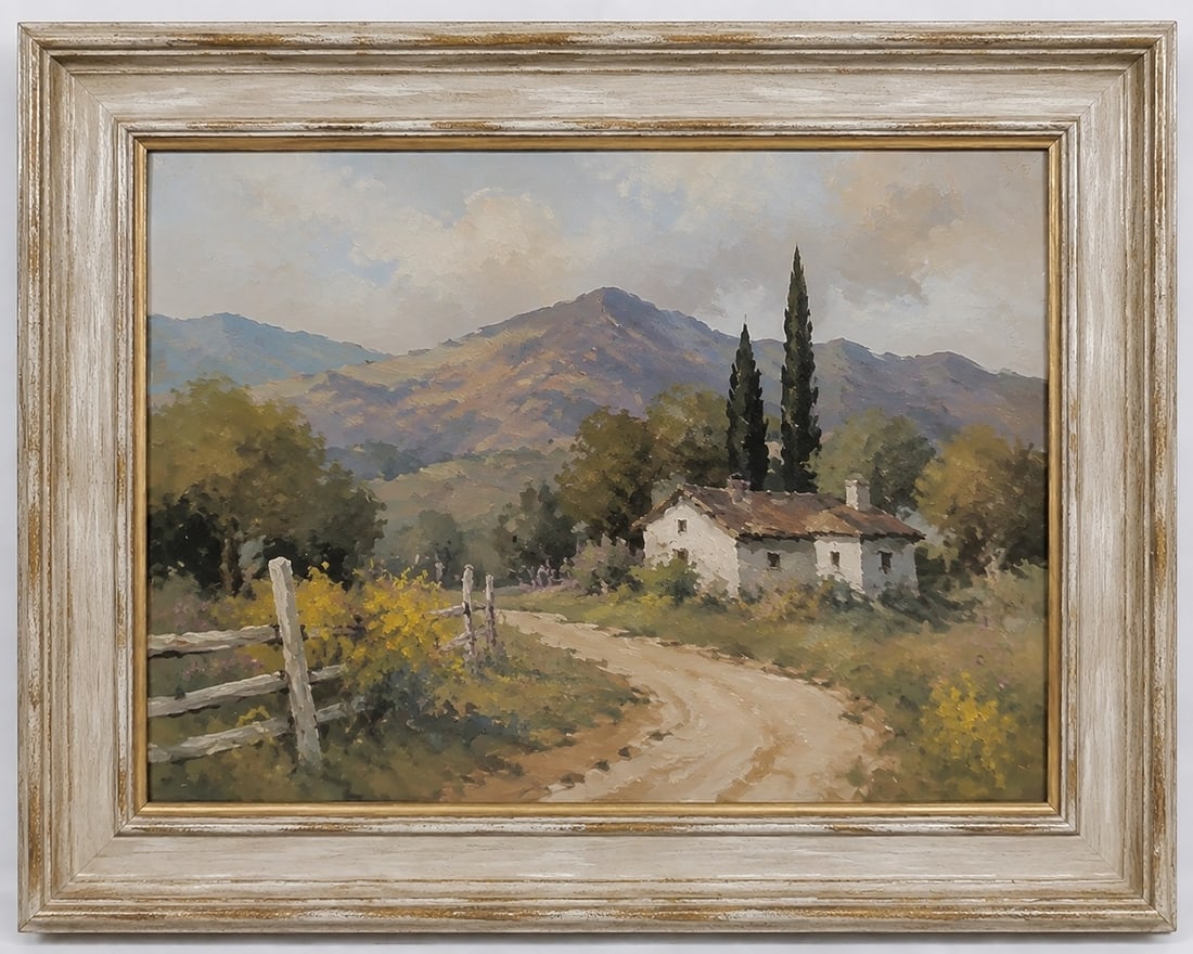 Vintage 1970 s Painting Oil rural: Size: Framed 32 x 26.5 inch. Provenance: From Newark DE collector. Preview Day: Preview open On Sep 5th Sat 10AM-4 PM, welcome. We can offer Affordable, Reliable packing and shipping to all over the w