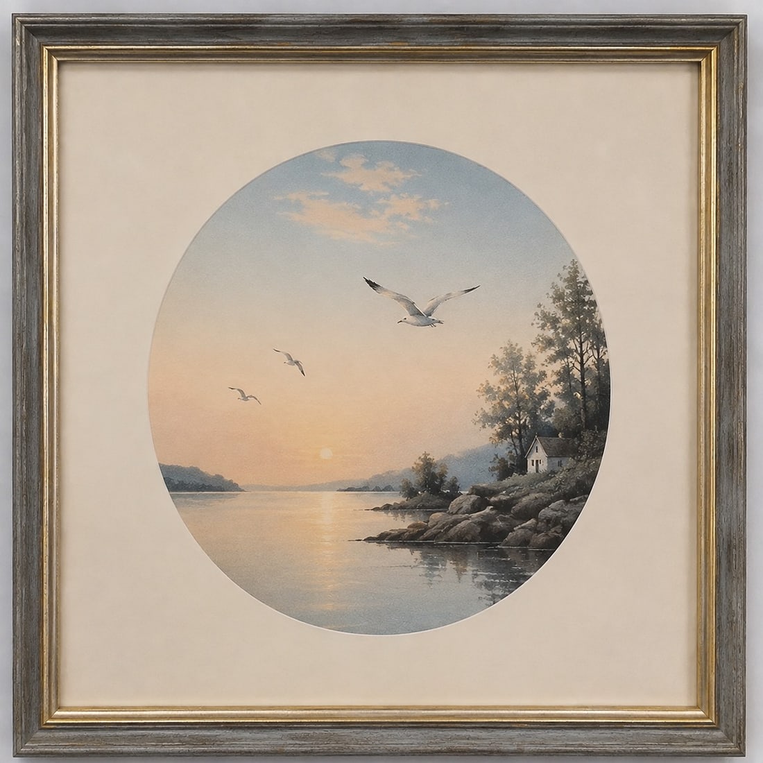 Watercolor on Paper Framed C: Size: Framed 12 inch. Provenance: From bear DE collector. Preview Day: Preview open On Sep 5th Sat 10AM-4 PM, welcome. We can offer Affordable, Reliable packing and shipping to all over the world for 