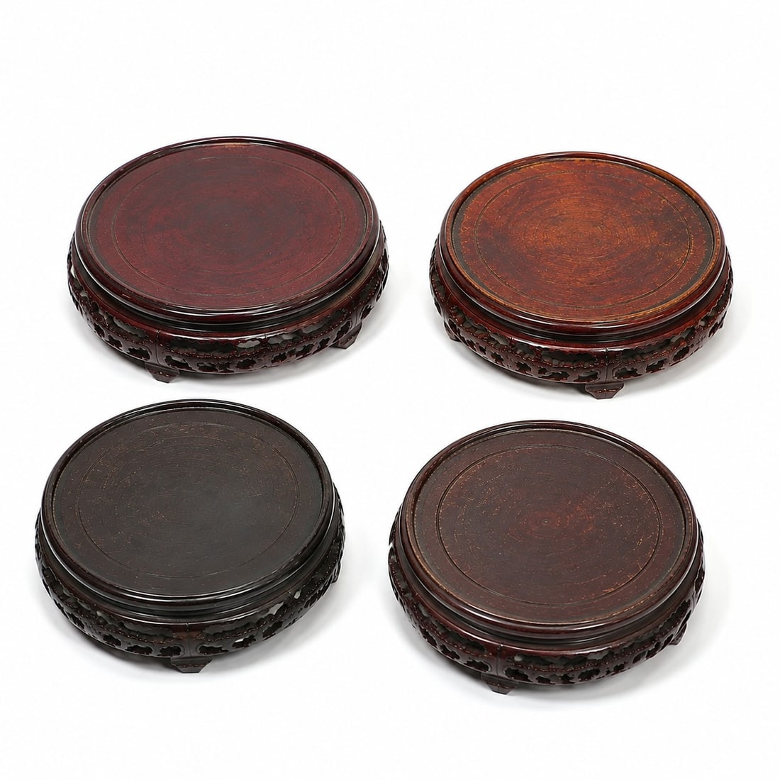 Chinese Wood Bases Set F: Size: 3.5 inch. Provenance: From edison NJ collector. Preview Day: Preview open On Sep 5th Sat 10AM-4 PM, welcome. We can offer Affordable, Reliable packing and shipping to all over the world for most