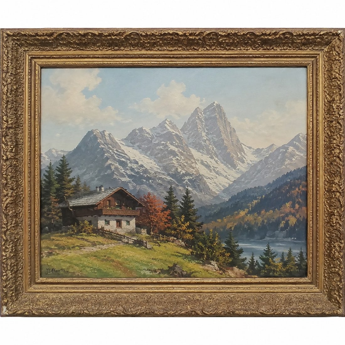 Oil painting Snow Hill framed: Size: Framed 28 x 24 inch. Provenance: From harrison NJ collector. Preview Day: Preview open On Sep 5th Sat 10AM-4 PM, welcome. We can offer Affordable, Reliable packing and shipping to all over the w