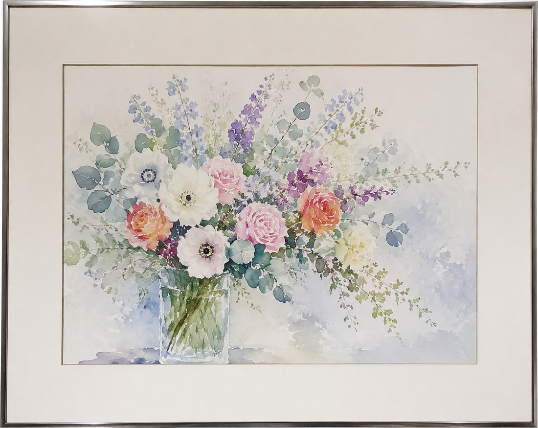 Watercolor on Paper Flowers Painting (1 of 1)
