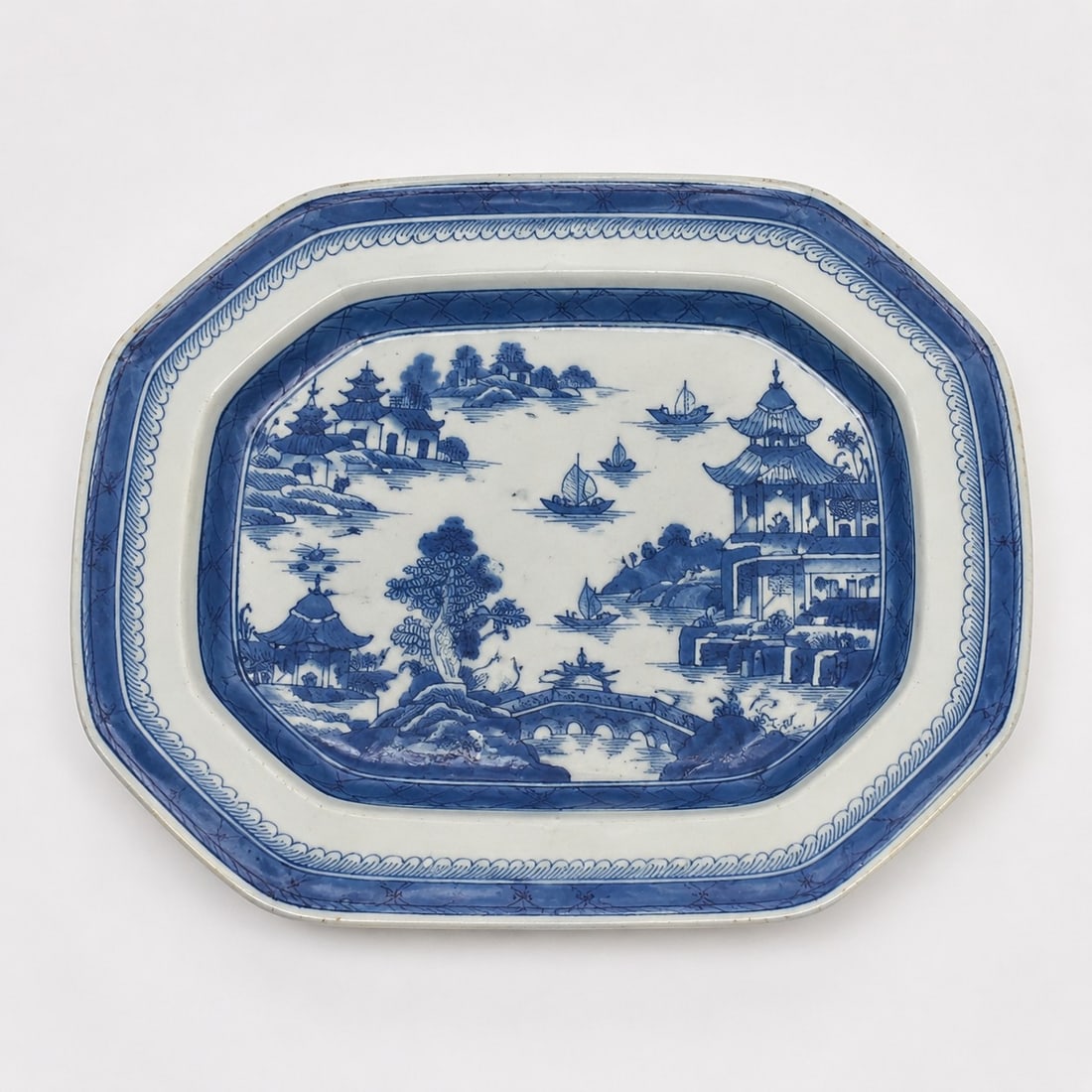Chinese Blue And White NANKING Porcelain Platter (1 of 2)
