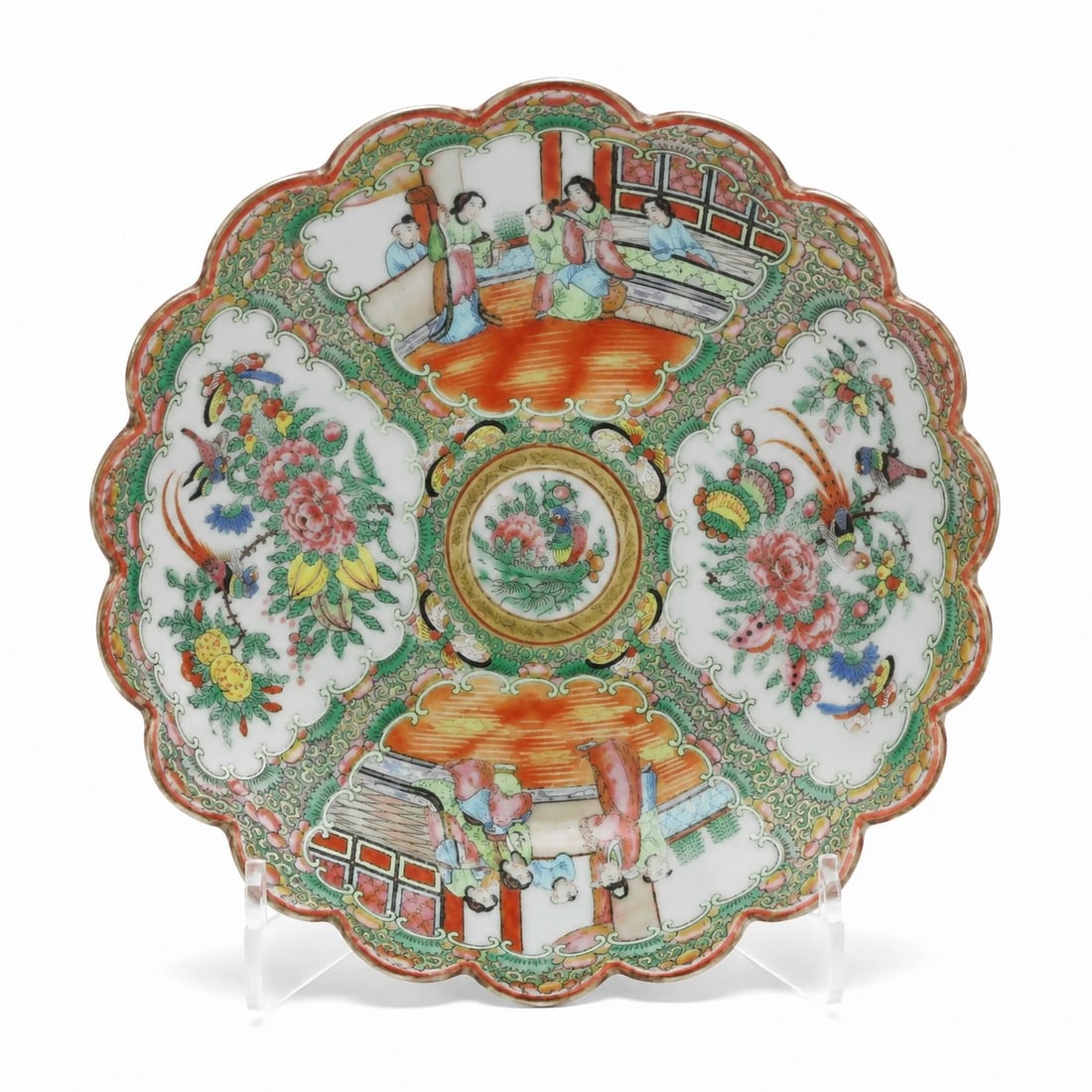 Chinese Export Porcelain Famille Rose Celadon plate: Size: 8 inch. Provenance: From Christiana DE collector. Preview Day: Preview open On Sep 5th Sat 10AM-4 PM, welcome. We can offer Affordable, Reliable packing and shipping to all over the world for mo