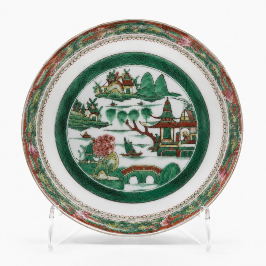 Chinese Export Porcelain Famille Rose landscape plate (1 of 2)