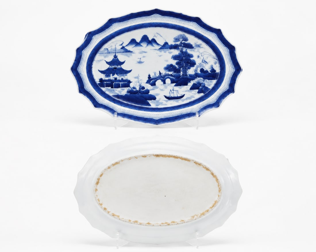 Chinese Canton Blue Export Porcelain: Size: 15 inch. Provenance: From Allentown PA collector. Preview Day: Preview open On Sep 5th Sat 10AM-4 PM, welcome. We can offer Affordable, Reliable packing and shipping to all over the world for mo