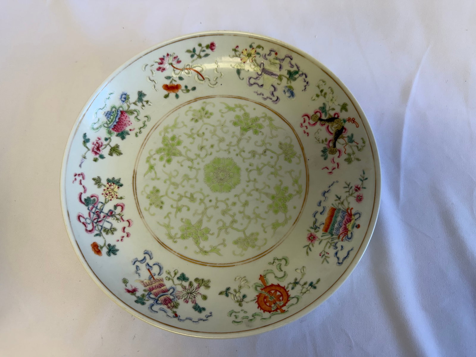 Chinese famille rose pattern porcelain China plate blue and white mark (1 of 5)