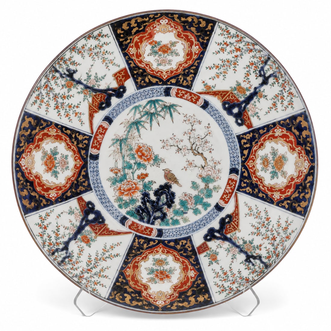 Large Antique Japanese Imari Porcelain Plate: Size: 17.5 inch. Provenance: From West Chester PA collector. Preview Day: Preview open On Sep 5th Sat 10AM-4 PM, welcome. We can offer Affordable, Reliable packing and shipping to all over the world f