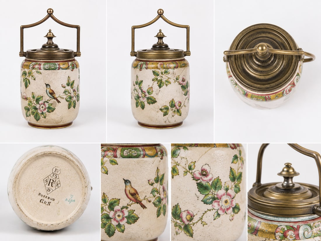 Vinatge Floral Bird Tea Jar: Size: 7 inch. Provenance: From West Media PA collector. Preview Day: Preview open On Sep 5th Sat 10AM-4 PM, welcome. We can offer Affordable, Reliable packing and shipping to all over the world for mo