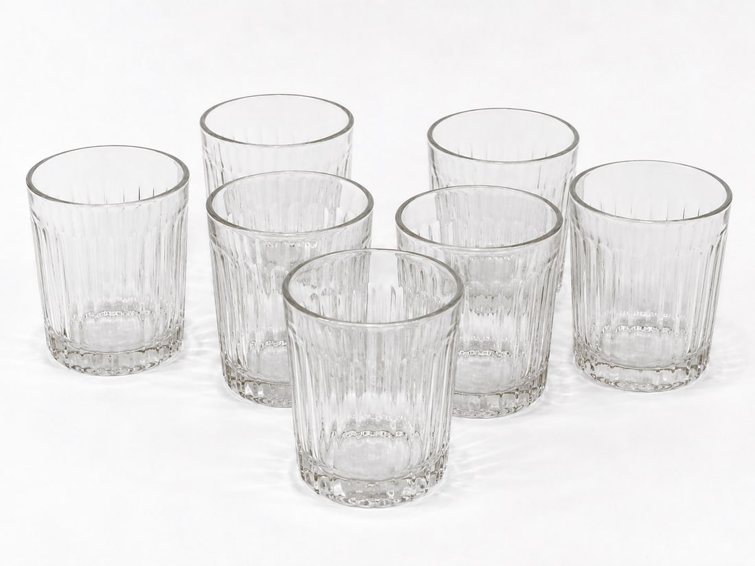 Set of 7 Vintage Glass Cups: Size: 6 inch. Provenance: From West Media PA collector. Preview Day: Preview open On Sep 5th Sat 10AM-4 PM, welcome. We can offer Affordable, Reliable packing and shipping to all over the world for mo