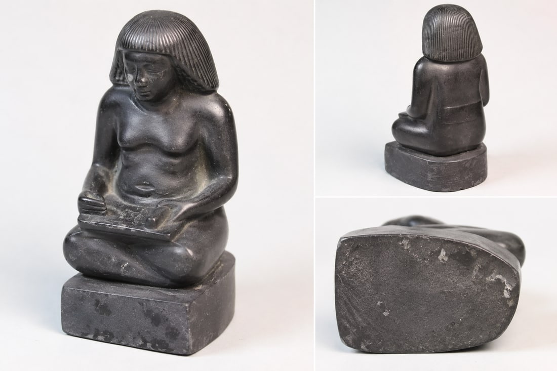 gyptian Statuette Replica: Size: 6 inch. Provenance: From West Wilmington DE collector. Preview Day: Preview open On Sep 5th Sat 10AM-4 PM, welcome. We can offer Affordable, Reliable packing and shipping to all over the world f