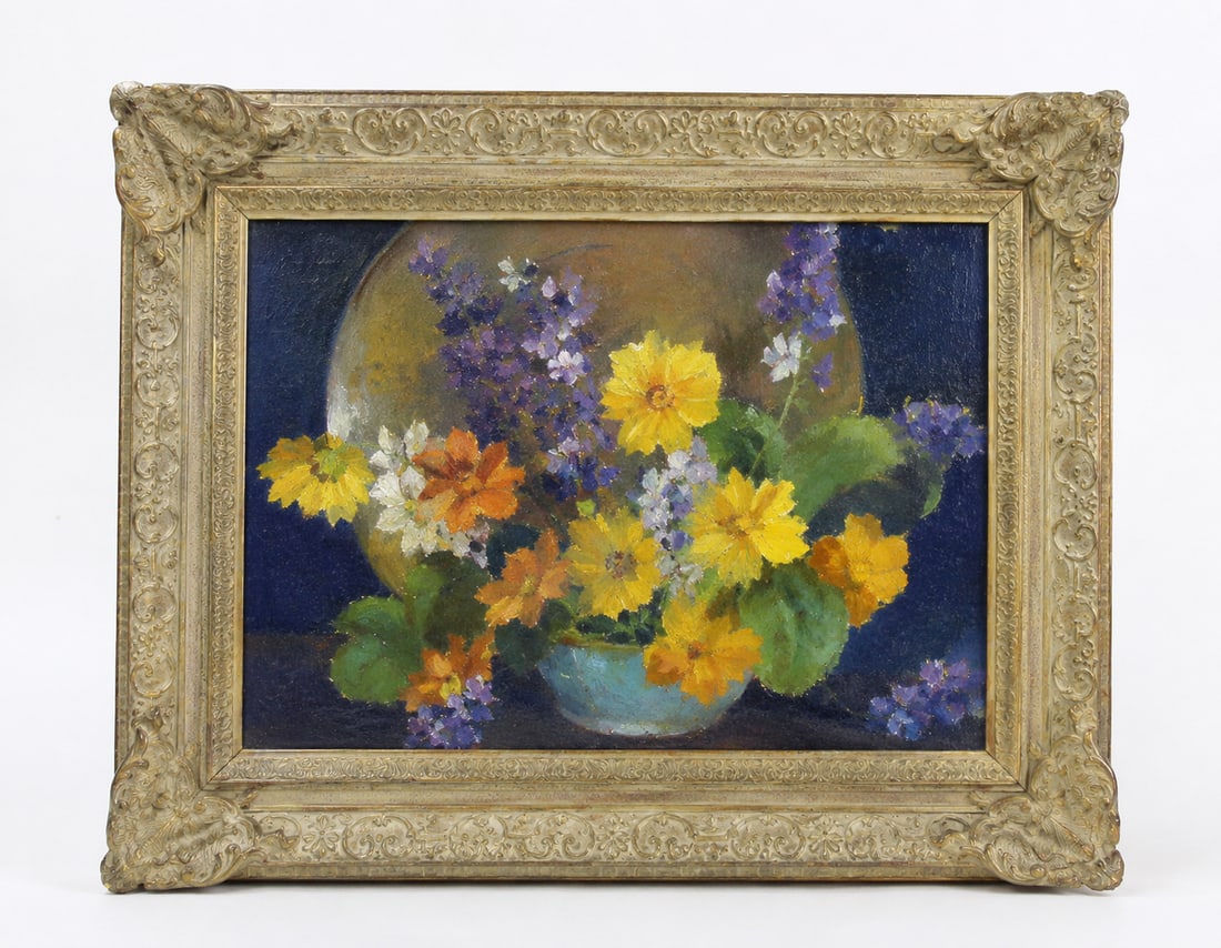 Vintage Summer Flowers Oil Painting Framed (1 of 1)