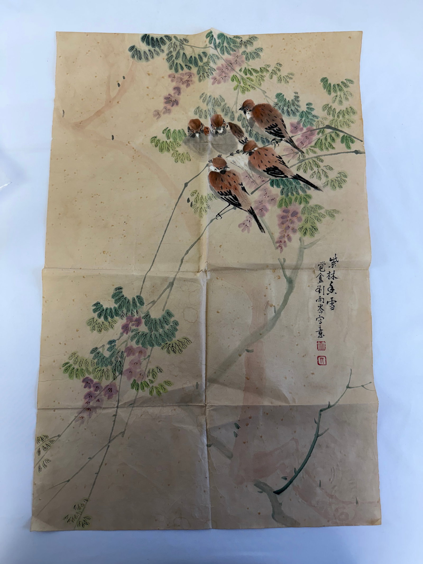 Chinese water color birds and flowers schloar pating (1 of 2)