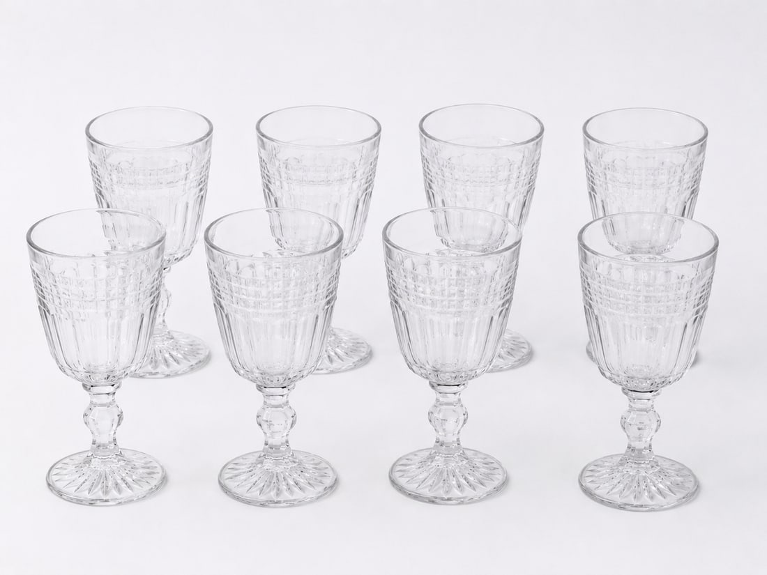 Set of 8 Vinatge Glass Cups: Size: 8 inch. Provenance: From Wilmington DE collector. Preview Day: Preview open On Sep 5th Sat 10AM-4 PM, welcome. We can offer Affordable, Reliable packing and shipping to all over the world for mo