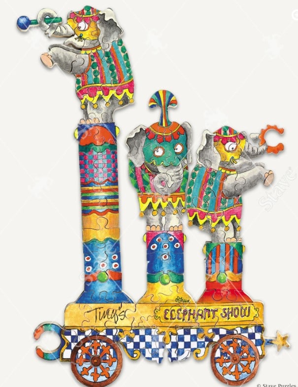 Stave Wooden Jigsaw Puzzle Elephant Show (1 of 4)