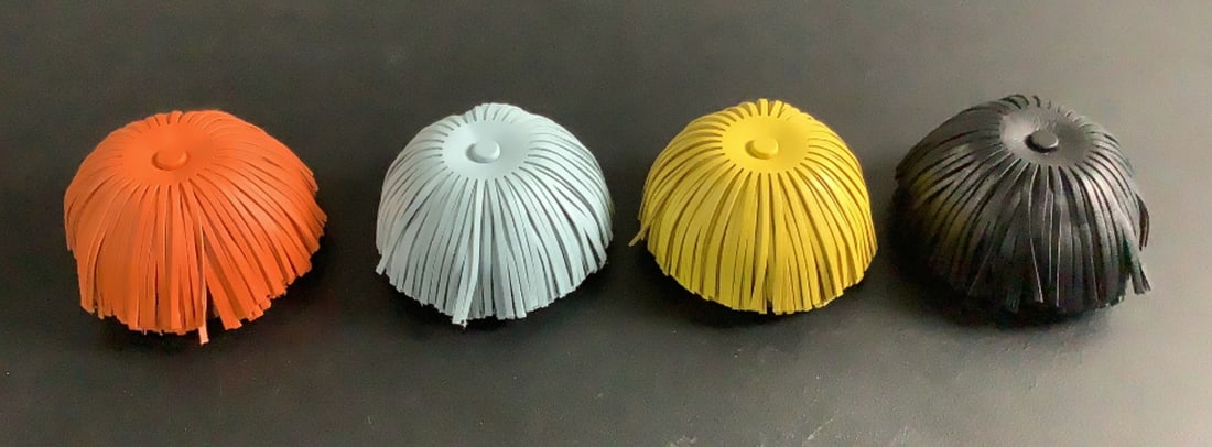 (4) Loewe Tassel Boxes: Buyer Premium 10% BP MFG Loewe Tassel Boxes Located in: Chattanooga, TN Ceramic, Calfskin & Fringed Leather *Sold As Is Where Is* 1095 F-6-C