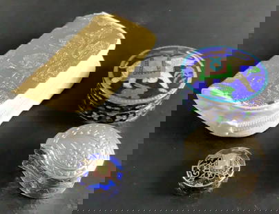 Sterling Silver Trinket Boxes: Buyer Premium 10% BP Sterling Silver Trinket Boxes Located in: Chattanooga, TN A three piece lot of sterling silver and enameled trinket boxes. Each box is hallmarked "925" on the bottom. They measure