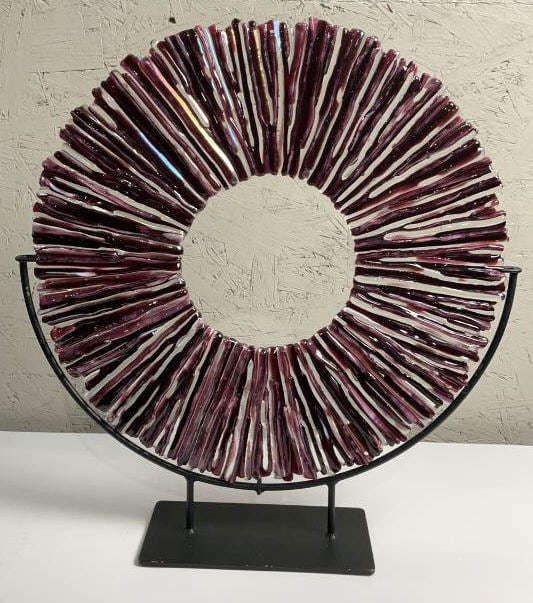 Terri Foster Studio Glass Sculpture: Buyer Premium 10% BP MFG Terri Foster Studio Glass Sculpture Located in: Chattanooga, TN A series of hand blown, semi-transparent and opal glass strips fused together to create a beautiful studio glas