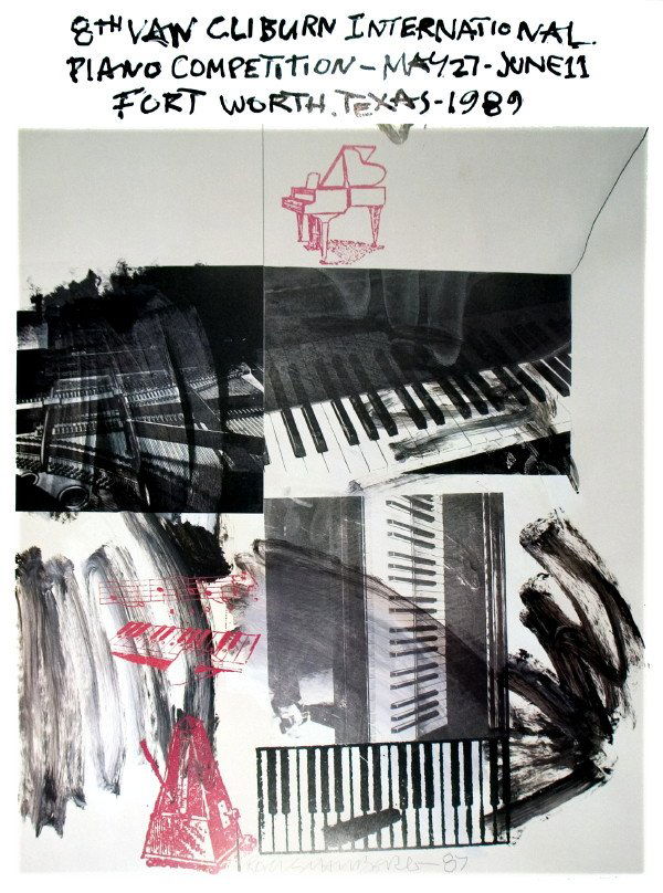1989 Rauschenberg van Cliburn Piano Poster: Reference #: ULUP1029 Artist Last Name: Rauschenberg Artist First Name: Robert Title: 8th van Cliburn International Piano Competition Medium: Offset Lithograph Paper Height: 32.75 inches Paper Size Wi