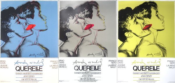 Warhol Querelle set of three Offset Lithograph: Reference #: ULUP1068 Artist Last Name: Warhol Artist First Name: Andy Title: Querelle set of three Medium: Offset Lithograph Paper Height: 39 inches Paper Size Width: 27 inches Image Height: 27 inche