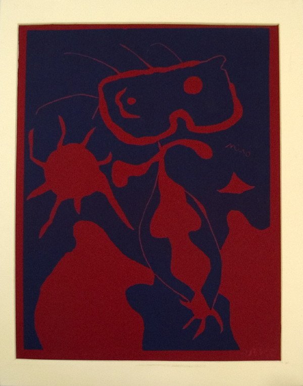 1938 Miro Femme pour Wood Block: Reference #: ULXX5552 Artist Last Name: Miro Artist First Name: Joan Title: Femme pour Medium: Wood Block Paper Height: 12.5 inches Paper Size Width: 10 inches Image Height: 12.5 inches Image Width: 1